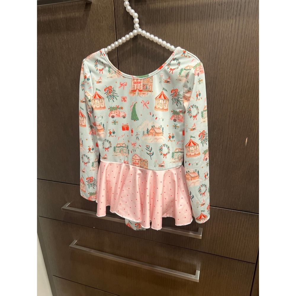 SweetHoney long-sleeved skirted leotard featuring a Christmas-themed girls 5